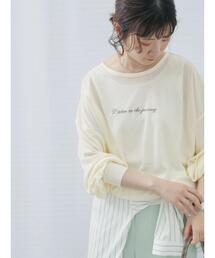 Samansa Mos2 blue | シアースラブ刺繍プリントロンT(Tシャツ/カットソー)