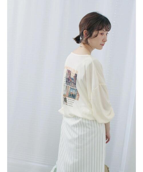 Samansa Mos2 blue（サマンサモスモスブルー）の「シアースラブ刺繍プリントロンT（Tシャツ/カットソー・レディース・オフホワイト/ピンク/イエロー・F）」の9枚目の写真