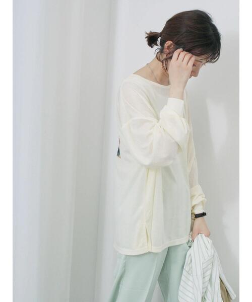 Samansa Mos2 blue（サマンサモスモスブルー）の「シアースラブ刺繍プリントロンT（Tシャツ/カットソー・レディース・オフホワイト/ピンク/イエロー・F）」の10枚目の写真