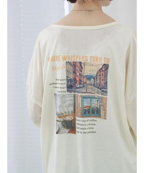 Samansa Mos2 blue（サマンサモスモスブルー）の「シアースラブ刺繍プリントロンT（Tシャツ/カットソー・レディース・オフホワイト/ピンク/イエロー・F）」の16枚目の写真