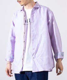 ENDRECHERI.×ZOZO パープルシャツ　Mサイズ リネンシャツ 長袖」に該当するパープル/紫色系のメンズ