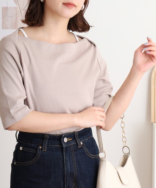 atONE(アットワン)の「ボートネックカットソー(Tシャツ/カットソー・レディース・カーキ/ブラック/グレイッシュベージュ/オフホワイト・L/M/LL)」の15枚目の写真