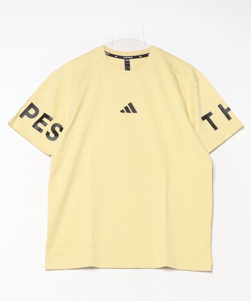 adidas(アディダス)の「アディダス adidas ワーディング パック ルーズフィット ヘビーシングルジャージー 半袖Tシャツ(Tシャツ/カットソー・メンズ・ペールイエロー/ブラック/ホワイト・S/M/L/LL/3L)」の2枚目の写真