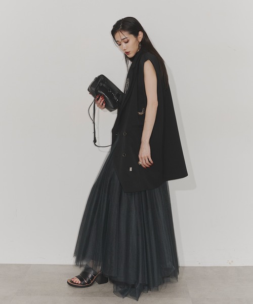 Chris TROIS.(クリストロワ)の「Classical tulle dress(ワンピース・レディース・ベージュ/ブラック・FREE)」の14枚目の写真