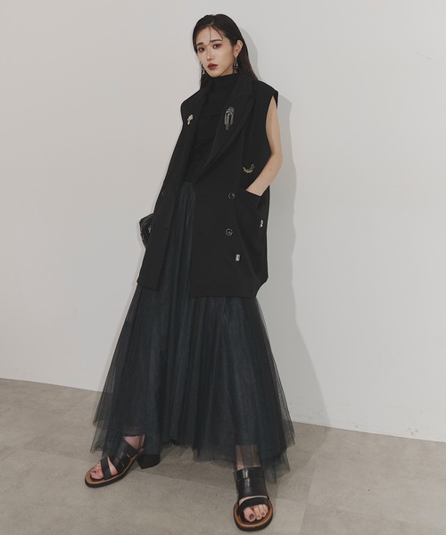 Chris TROIS.(クリストロワ)の「Classical tulle dress(ワンピース・レディース・ベージュ/ブラック・FREE)」の17枚目の写真
