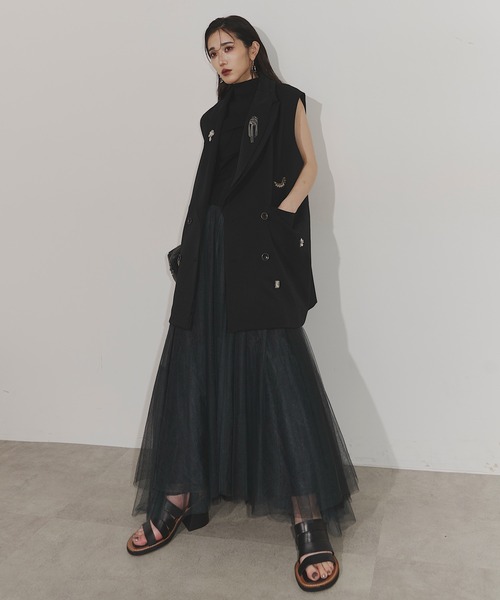 Chris TROIS.(クリストロワ)の「Classical tulle dress(ワンピース・レディース・ベージュ/ブラック・FREE)」の18枚目の写真
