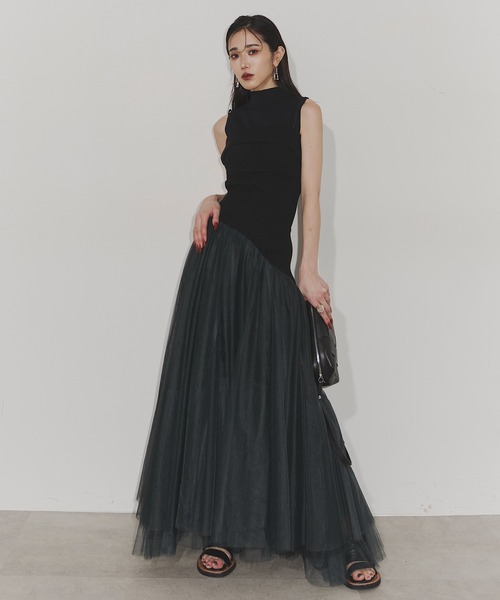 Chris TROIS.(クリストロワ)の「Classical tulle dress(ワンピース・レディース・ベージュ/ブラック・FREE)」の3枚目の写真