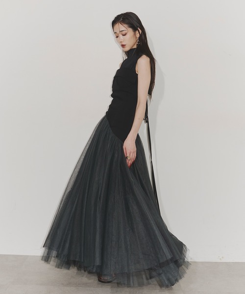 Chris TROIS.(クリストロワ)の「Classical tulle dress(ワンピース・レディース・ベージュ/ブラック・FREE)」の8枚目の写真