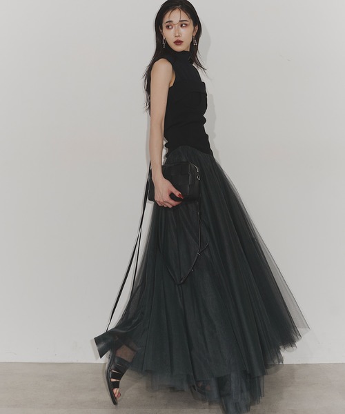 Chris TROIS.(クリストロワ)の「Classical tulle dress(ワンピース・レディース・ベージュ/ブラック・FREE)」の9枚目の写真