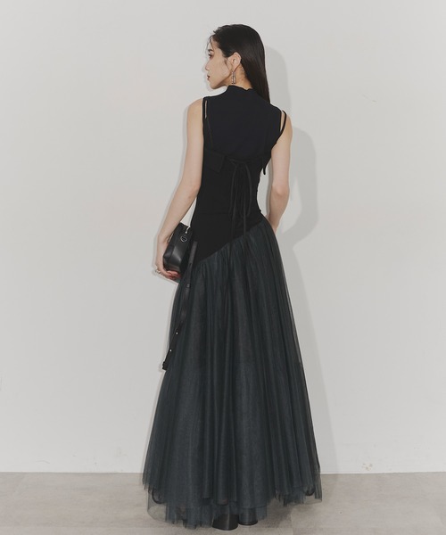 Chris TROIS.(クリストロワ)の「Classical tulle dress(ワンピース・レディース・ベージュ/ブラック・FREE)」の10枚目の写真