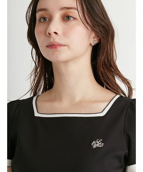 CELFORD（セルフォード）の「カリグラフィ刺繍Tシャツ（Tシャツ/カットソー・レディース・ライトベージュ/ブラック/オフホワイト・FREE）」の6枚目の写真