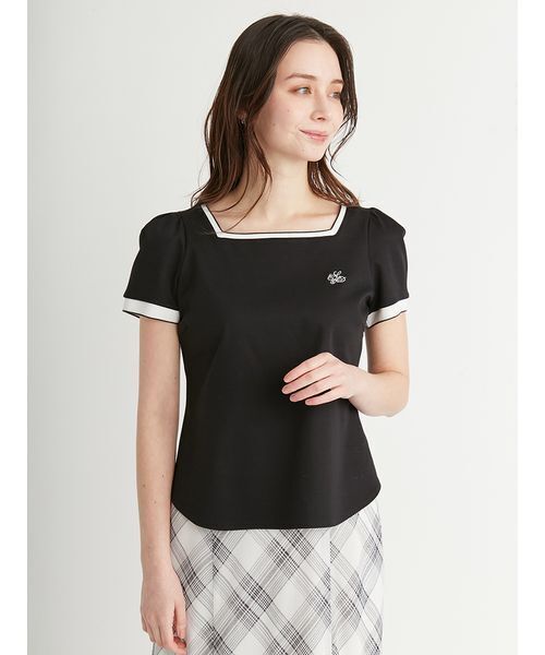 CELFORD（セルフォード）の「カリグラフィ刺繍Tシャツ（Tシャツ/カットソー・レディース・ライトベージュ/ブラック/オフホワイト・FREE）」の2枚目の写真