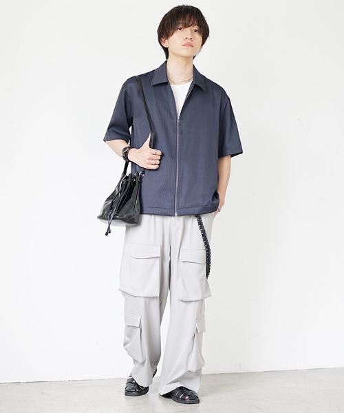 MinoriTY（マイノリティ）の「【MinoriTY】Wジップレギュラーカラー半袖シャツ（シャツ/ブラウス・メンズ・カーキ/ネイビー・S/M/L）」の6枚目の写真