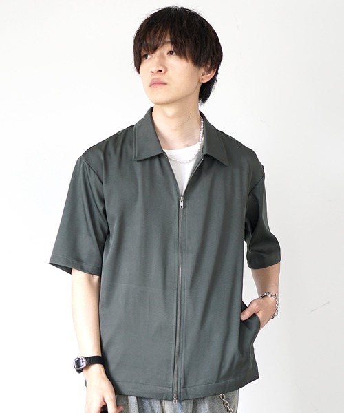 MinoriTY（マイノリティ）の「【MinoriTY】Wジップレギュラーカラー半袖シャツ（シャツ/ブラウス・メンズ・カーキ/ネイビー・S/M/L）」の9枚目の写真