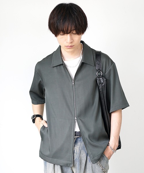 MinoriTY（マイノリティ）の「【MinoriTY】Wジップレギュラーカラー半袖シャツ（シャツ/ブラウス・メンズ・カーキ/ネイビー・S/M/L）」の8枚目の写真