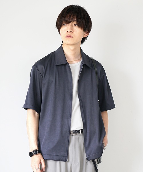 MinoriTY（マイノリティ）の「【MinoriTY】Wジップレギュラーカラー半袖シャツ（シャツ/ブラウス・メンズ・カーキ/ネイビー・S/M/L）」の5枚目の写真