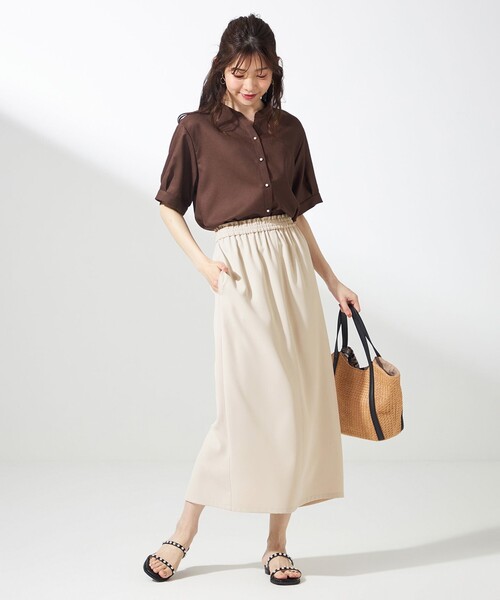 ANY SIS（エニィスィス）の「スムージーポリエステル 2WAY ブラウス（シャツ/ブラウス・レディース・ネイビー系/ライトグリーン系9/レッド系/ダークブラウン系9/ダルブルー系・0）」の21枚目の写真
