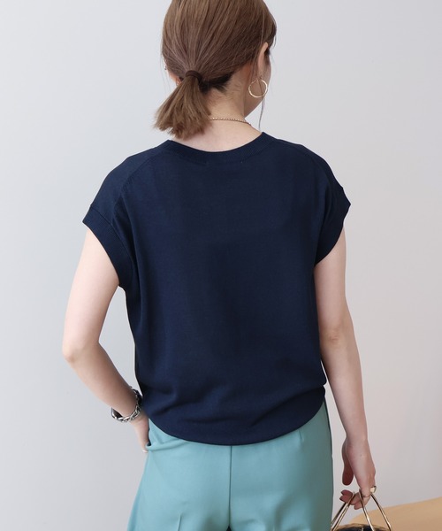 AMERICAN HOLIC（アメリカンホリック）の「接触冷感フレンチスリーブニットプルオーバー（ニット/セーター・レディース・その他7/ネイビー/ミント/オフホワイト・L/M）」の9枚目の写真