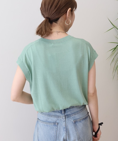 AMERICAN HOLIC（アメリカンホリック）の「接触冷感フレンチスリーブニットプルオーバー（ニット/セーター・レディース・その他7/ネイビー/ミント/オフホワイト・L/M）」の12枚目の写真