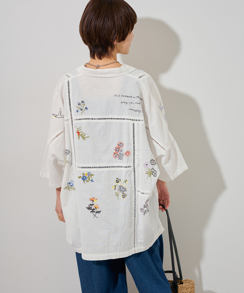 relume フラワーエンブロイダリーシャツ　未使用　今期完売 フラワーエンブロイダリー開襟シャツ | ジャーナルスタンダード