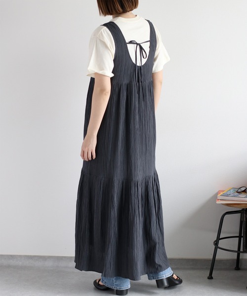 cepo（セポ）の「ワッシャーティアード ノースリーブシアーワンピース（ワンピース・レディース・ブラック/チャコール/オフホワイト・M）」の22枚目の写真
