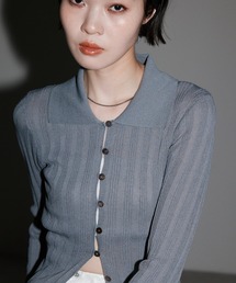 【ポロ襟シアーカーディガン】