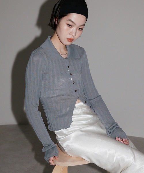 leimn(レイムン)の「【ポロ襟シアーカーディガン】(Tシャツ/カットソー・レディース・グレー/ベージュ・FREE)」の14枚目の写真