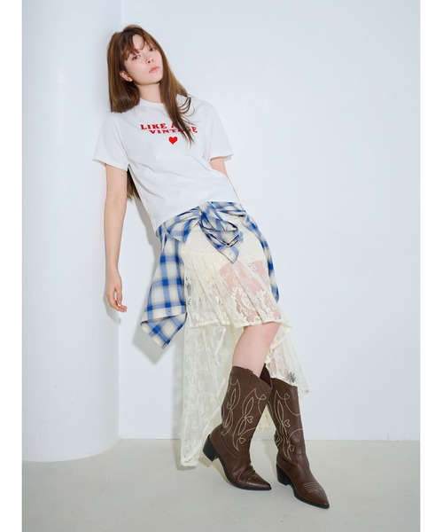 Lily Brown - ディアシスター ♡ バックリボンネルシャツ Lily Brown リリーブラウン バックリボン刺繍Tシャツ : dimanche