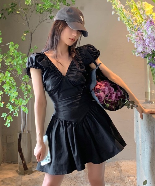 日本未入荷★Karen Millen パフスリーブフレアワンピース org.jpg
