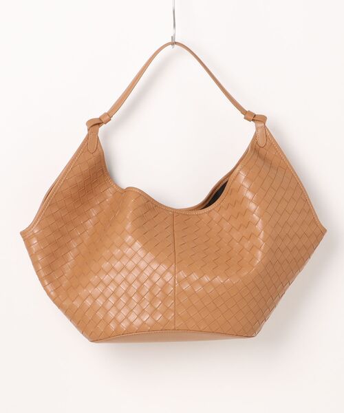 NiiNa（ニーナ）の「【 NiiNa / ニーナ 】高品質牛革 大容量 ワンハンドル クロスデザイン イントレチャート レザーバッグ（トートバッグ・レディース・ブラウン/ダークブラウン/ブラック・FREE）」の5枚目の写真