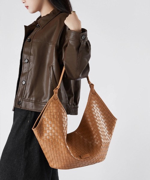 NiiNa（ニーナ）の「【 NiiNa / ニーナ 】高品質牛革 大容量 ワンハンドル クロスデザイン イントレチャート レザーバッグ（トートバッグ・レディース・ブラウン/ダークブラウン/ブラック・FREE）」の15枚目の写真