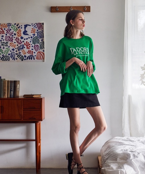 LARTIGENT（ラーティゼン）の「LS FICTION T-SHIRT（Tシャツ/カットソー・レディース・グレー/クリーム/グリーン/ホワイト/イエロー/オートミール・FREE）」の7枚目の写真