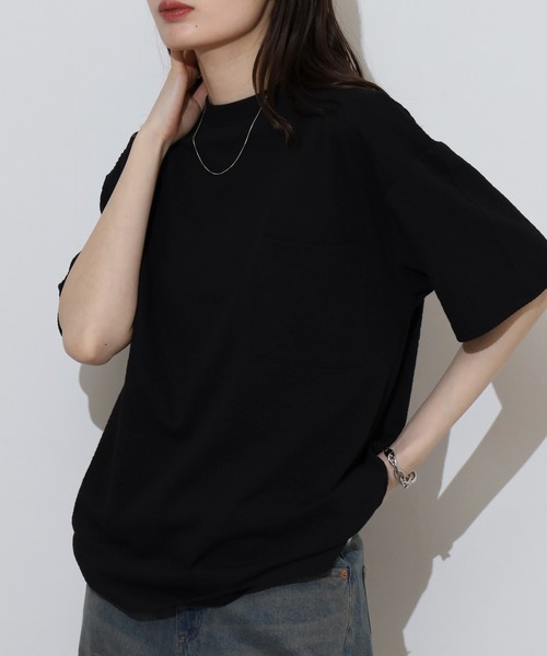 FUNALIVE(ファンアライブ)の「サッカー生地 無地 ワイド 半袖Tシャツ(Tシャツ/カットソー・メンズ・ベージュ/ネイビー/チャコールグレー/ブラック/カーキ・L/LL/M)」の6枚目の写真
