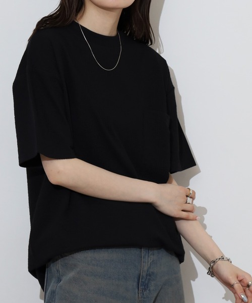 FUNALIVE(ファンアライブ)の「サッカー生地 無地 ワイド 半袖Tシャツ(Tシャツ/カットソー・メンズ・ベージュ/ネイビー/チャコールグレー/ブラック/カーキ・L/LL/M)」の8枚目の写真