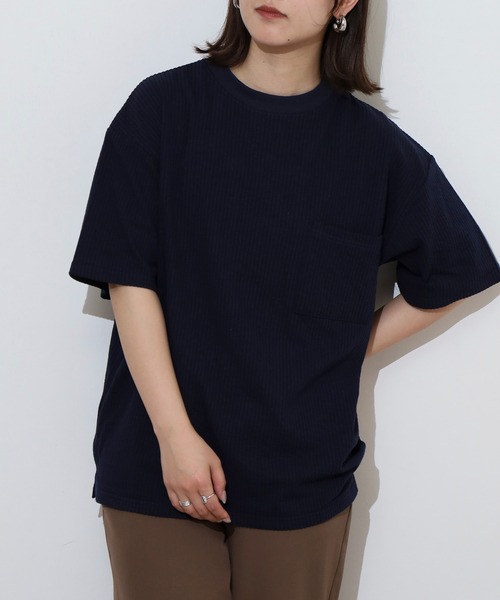 FUNALIVE(ファンアライブ)の「サッカー生地 無地 ワイド 半袖Tシャツ(Tシャツ/カットソー・メンズ・ベージュ/ネイビー/チャコールグレー/ブラック/カーキ・L/LL/M)」の22枚目の写真