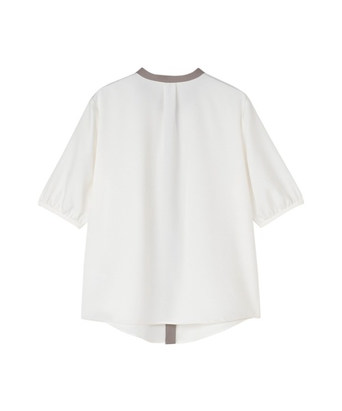 TOKYO SHIRTS（トウキョウシャツ）の「ジョーゼット配色 五分袖ブラウス（シャツ/ブラウス・レディース・ベージュ/ホワイト・M/L/LL）」の6枚目の写真