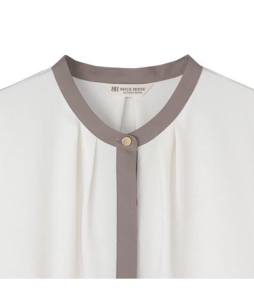 TOKYO SHIRTS（トウキョウシャツ）の「ジョーゼット配色 五分袖ブラウス（シャツ/ブラウス・レディース・ベージュ/ホワイト・M/L/LL）」の7枚目の写真