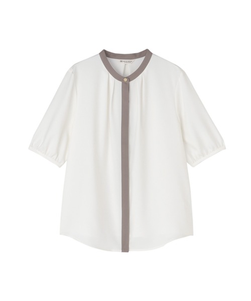 TOKYO SHIRTS（トウキョウシャツ）の「ジョーゼット配色 五分袖ブラウス（シャツ/ブラウス・レディース・ベージュ/ホワイト・M/L/LL）」の5枚目の写真