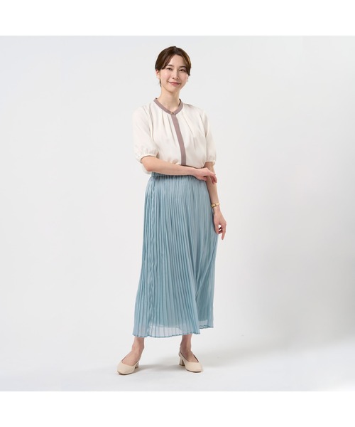 TOKYO SHIRTS（トウキョウシャツ）の「ジョーゼット配色 五分袖ブラウス（シャツ/ブラウス・レディース・ベージュ/ホワイト・M/L/LL）」の4枚目の写真