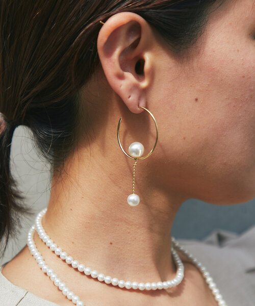 un dix cors（アンディコール）の「フープパールピアス（ピアス（両耳用）・レディース・ゴールド・FREE）」の5枚目の写真