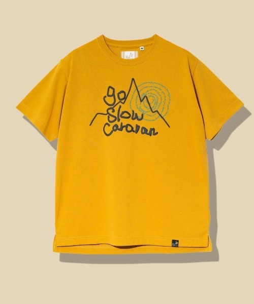 go slow caravan（ゴースローキャラバン）の「Drymix 山LOGO TEE（Tシャツ/カットソー・メンズ・マスタード/ブルーグリーン・MEDIUM/LARGE/X-LARGE）」の2枚目の写真