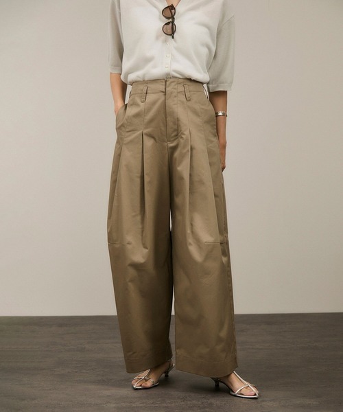 Bottega Veneta直営店コットンツイルワイドパンツ BOTTEGA VENETA コットンツイル ワイドパンツ タック入り | NET