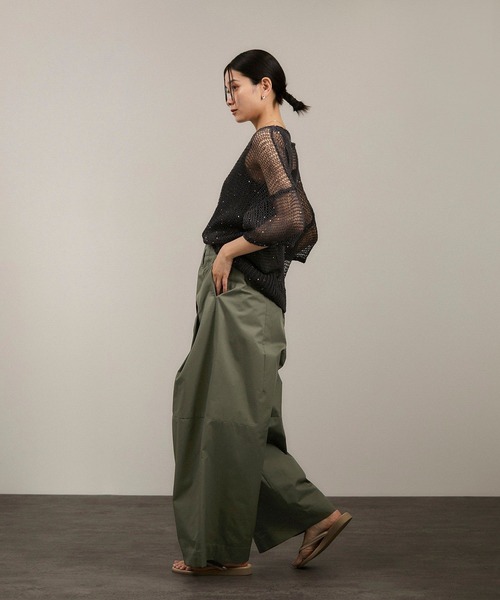 WEB限定】コットンツイルワイドフォルムパンツ/カーブパンツ