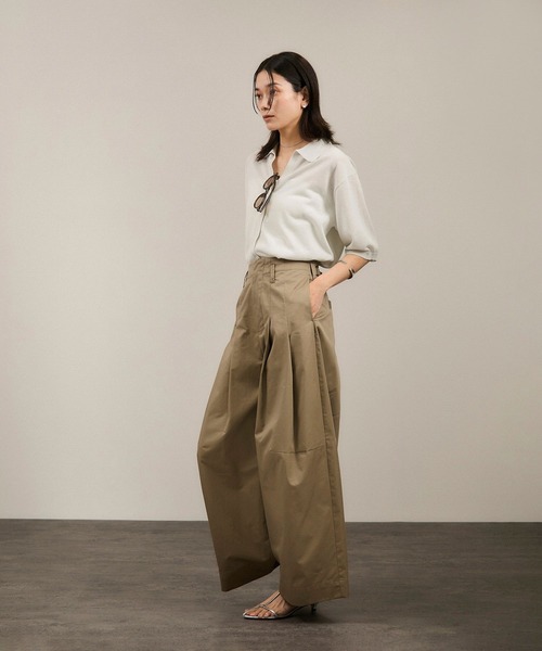 コットンページ WEB限定】コットンツイルワイドフォルムパンツ/カーブパンツ