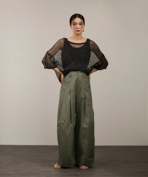 SALON adam et rope'（サロン アダム エ ロペ）の「【WEB限定】コットンツイルワイドフォルムパンツ/カーブパンツ（その他パンツ・レディース・ベージュ/キナリ/カーキ・S/M）」の19枚目の写真