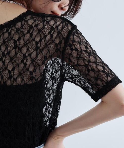 GALLEST(ギャレスト)の「半袖レースカットソー(Tシャツ/カットソー・レディース・ブラック/ホワイト・38)」の7枚目の写真