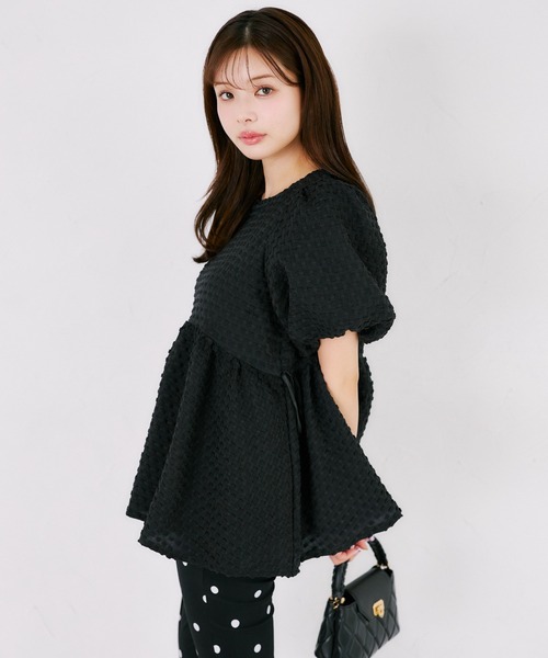 tocco closet（トッコ　クローゼット）の「【ZOZO限定】サイドリボンドットペプラムブラウス　※セットアップ可能（シャツ/ブラウス・レディース・ブラック×ホワイト/ブラック/オフホワイト・M）」の20枚目の写真