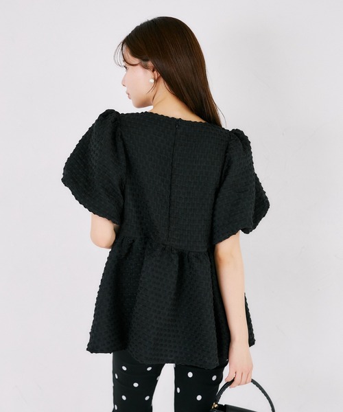 tocco closet（トッコ　クローゼット）の「【ZOZO限定】サイドリボンドットペプラムブラウス　※セットアップ可能（シャツ/ブラウス・レディース・ブラック×ホワイト/ブラック/オフホワイト・M）」の21枚目の写真