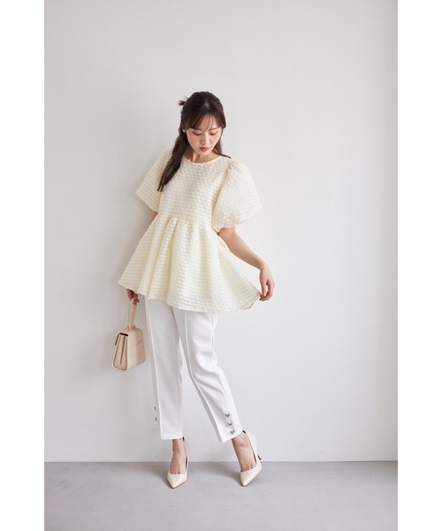 さとページ ZOZO限定】サイドリボンドットペプラムブラウス ※セットアップ可能