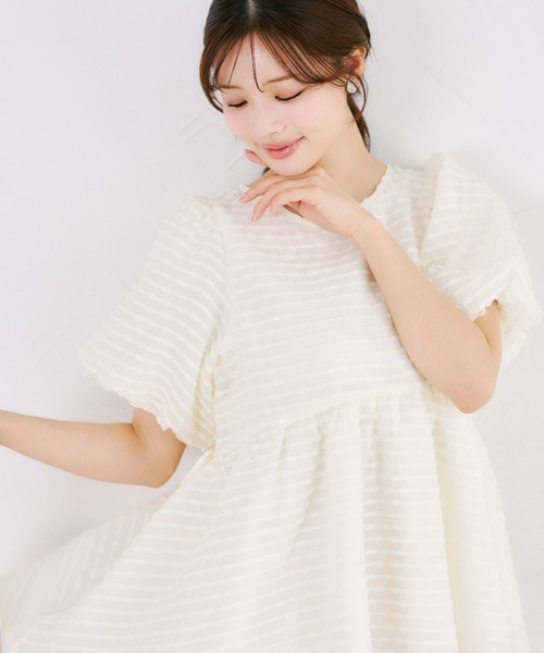 tocco closet（トッコ　クローゼット）の「【ZOZO限定】サイドリボンドットペプラムブラウス　※セットアップ可能（シャツ/ブラウス・レディース・ブラック×ホワイト/ブラック/オフホワイト・M）」の9枚目の写真